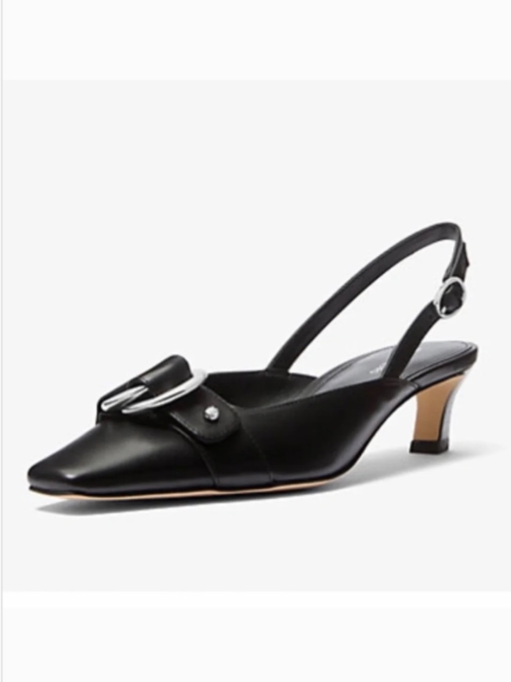 MICHAEL Michael Kors Jaden Leather Kitten Heel Sling Pumps Black SZ 9.5